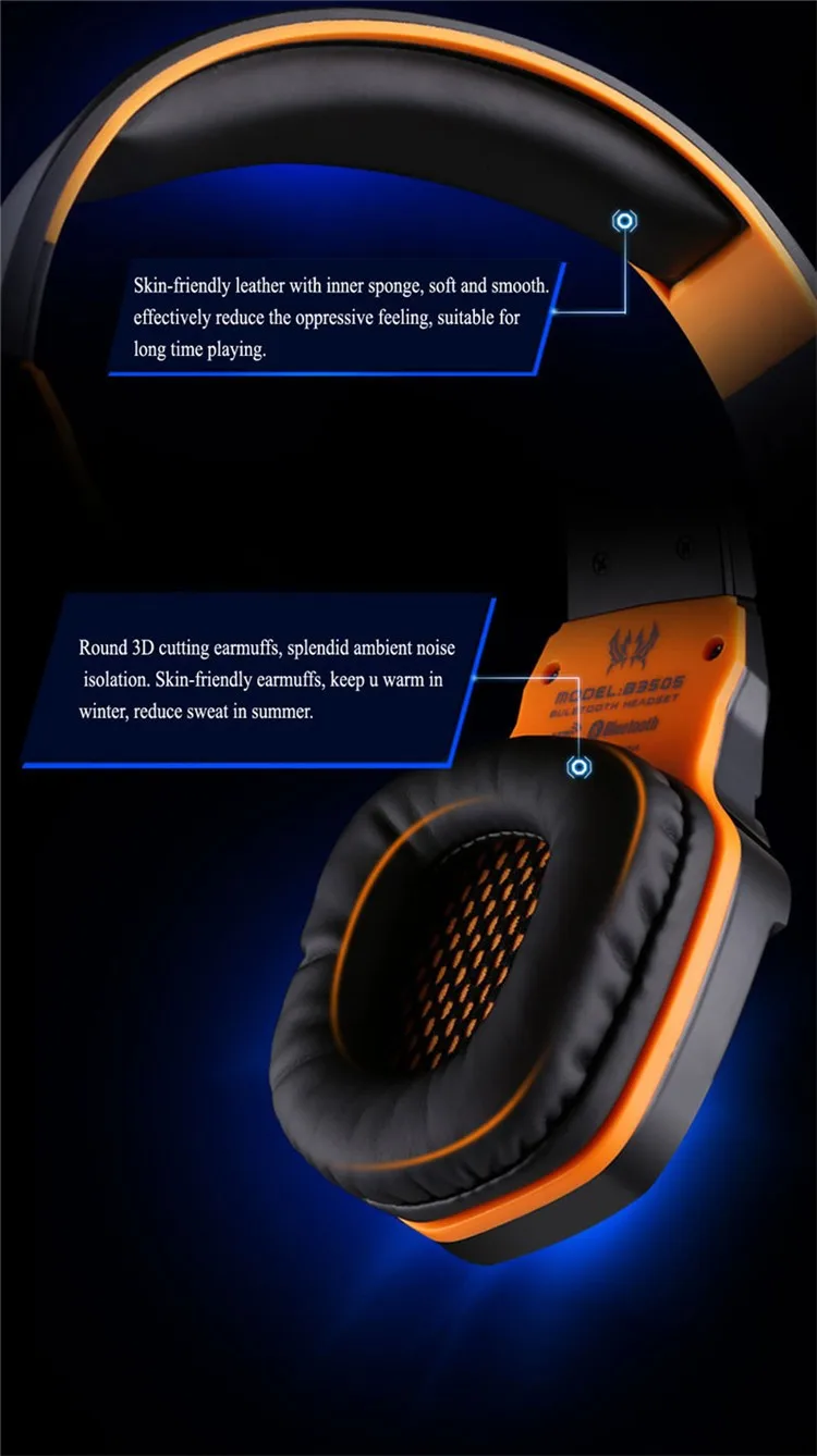 Wireless Bluetooth Stereo Gaming Headphones Headset EACH B3505 With Volume Control Microphone HiFi Build-in NFC Function (3)