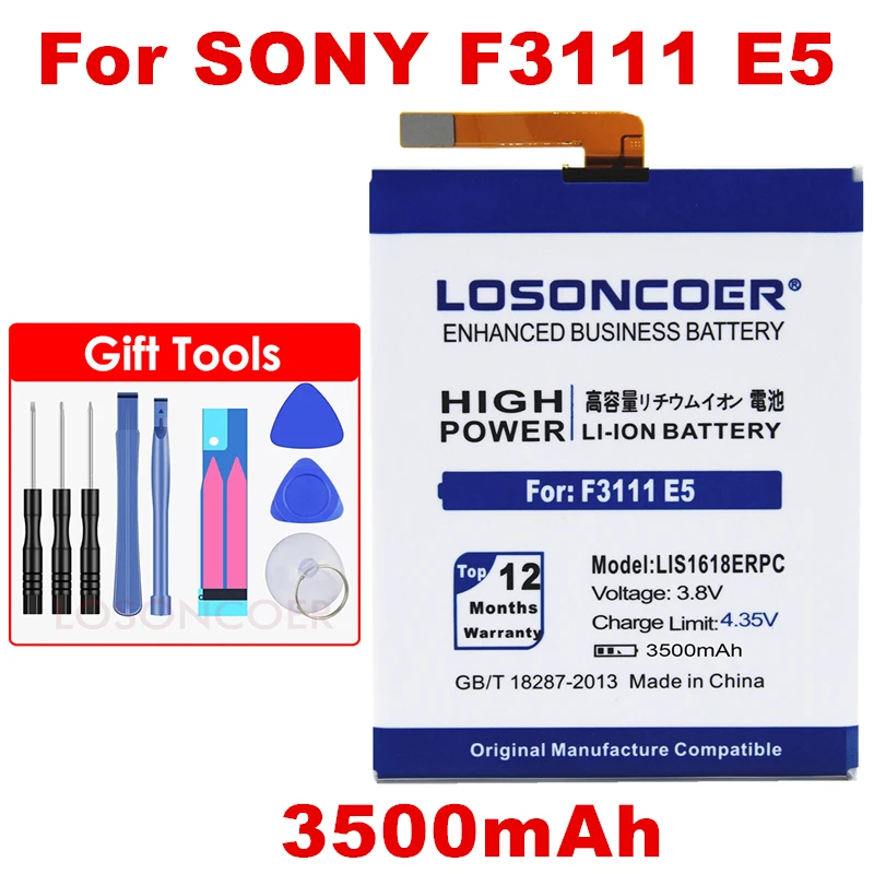 LOSONCOER 4250mAh LIS1618ERPC Battery for SONY Xperia XA F3111 E5 F3116 F3115 F3311 F3313 F3112 G3121 G3123 G3125 G3112 G3116
LOSONCOER 4250mAh LIS1618ERPC Battery for SONY Xperia XA F3111 E5 F3116 F3115 F3311 F3313 F3112 G3121 G3123 G3125 G3112 G3116