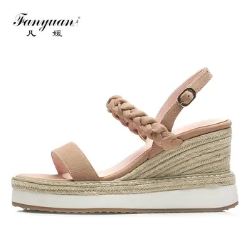 Fanyuan Sweet Ladies Wedges Sandals Braid Buckle Platform Shoes Women Solid Ankle Strap Female's Super High Heels Party Shoes
Fanyuan Sweet Ladies Wedges Sandals Braid Buckle Platform Shoes Women Solid Ankle Strap Female's Super High Heels Party Shoes