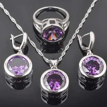 Natural Purple Crystal Jewelry Sets For Women Wedding Silver Color Jewelry Sets Earrings Pendant Necklace Rings QZ0147 
Natural Purple Crystal Jewelry Sets For Women Wedding Silver Color Jewelry Sets Earrings Pendant Necklace Rings QZ0147