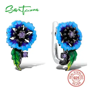 SANTUZZA Silver Blue Flower Earrings For Women 925 Sterling Silver Earrings Cubic Zirconia brincos Chic Jewelry Handmade Enamel
SANTUZZA Silver Blue Flower Earrings For Women 925 Sterling Silver Earrings Cubic Zirconia brincos Chic Jewelry Handmade Enamel