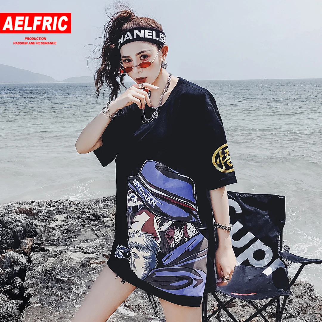 Aelfric/Новинка Модная футболка с принтом черепашек в китайском стиле Женская