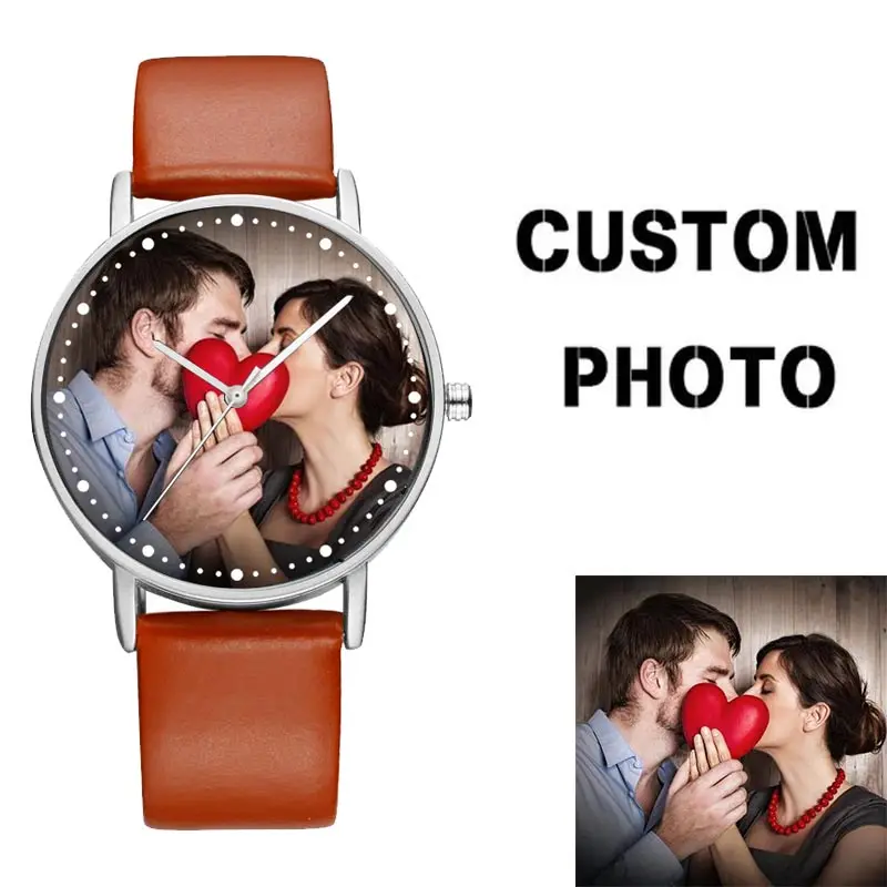 Фото Минималистичные часы с логотипом персонализированные наручные циферблатом для