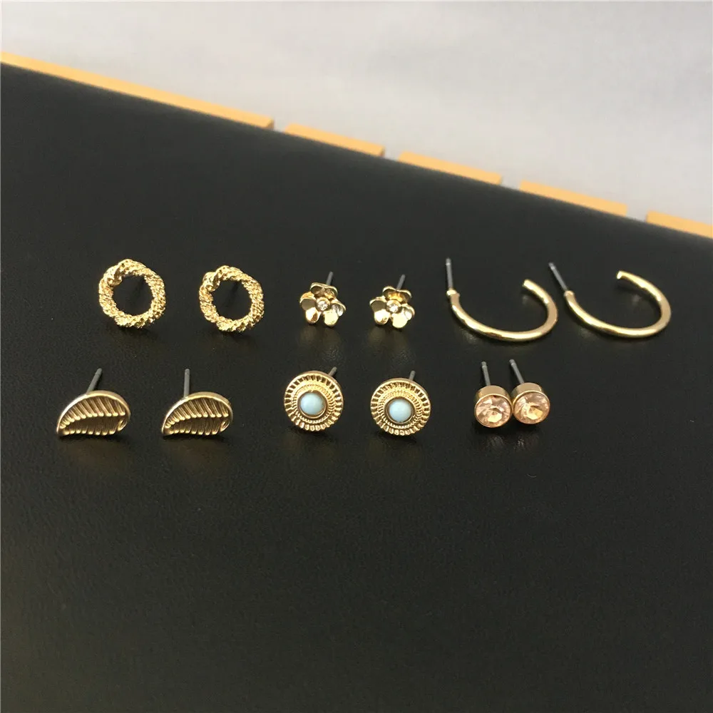 TRENDY EARRINGS SET GOLD COLOR PLATING SMALL LEAF STONE CIRCLE 6 PAIR STUD EARRINGS SET FOR WOMEN GIRL
TRENDY EARRINGS SET GOLD COLOR PLATING SMALL LEAF STONE CIRCLE 6 PAIR STUD EARRINGS SET FOR WOMEN GIRL
