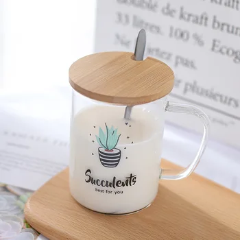 420ml cartoon glass mug lovers coffee cup plant bonsai tea cup