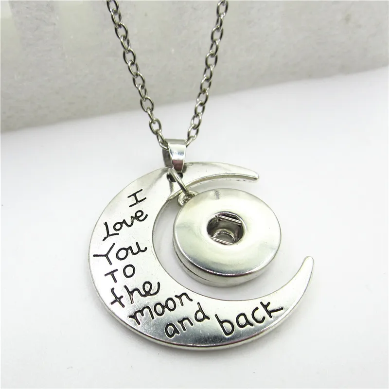 10PCS Fashion Snaps Necklace Jewelry I Love You To The Moon And Back with chains Fit 18mm/12mm lock Charm
10PCS Fashion Snaps Necklace Jewelry I Love You To The Moon And Back with chains Fit 18mm/12mm lock Charm