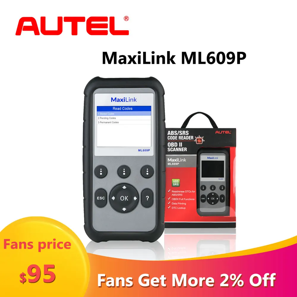 Autel MaxiLink ML609P Auto Diagnostic Tool Car Scanner Code Reader OBD2 Code Scan Tool View Freeze Frame Data Diagnostic tool
Autel MaxiLink ML609P Auto Diagnostic Tool Car Scanner Code Reader OBD2 Code Scan Tool View Freeze Frame Data Diagnostic tool