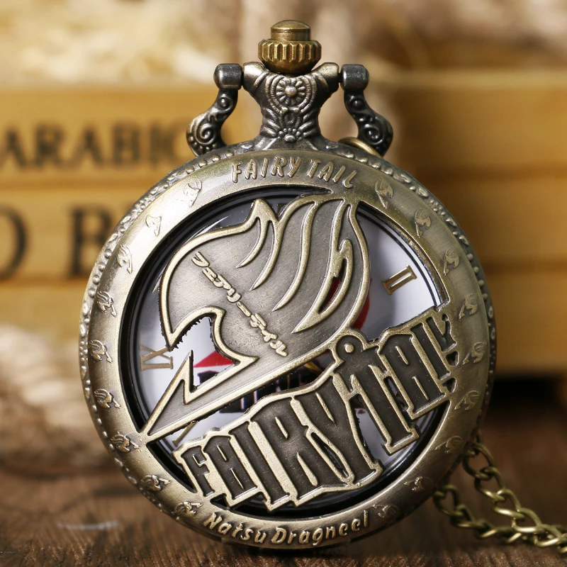 Крутые Fairy Tail Нацу драгнеэль винтажные полые кварцевые карманные часы ожерелье