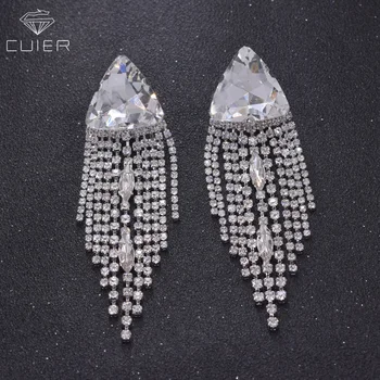 Bling crystal strass glass rhinestones bridal wedding tassel earrings silver plated party Festival decoration for Female jewelry
Bling crystal strass glass rhinestones bridal wedding tassel earrings silver plated party Festival decoration for Female jewelry