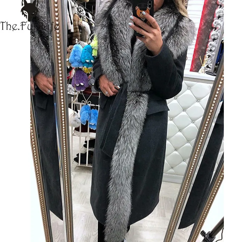 Fashion Wool Blend Coat Full Pelt Genuine Silver Fox Fur Collar Woolen Blends Coat Genuine Leather Jacket Women Real Fur Coat
Fashion Wool Blend Coat Full Pelt Genuine Silver Fox Fur Collar Woolen Blends Coat Genuine Leather Jacket Women Real Fur Coat