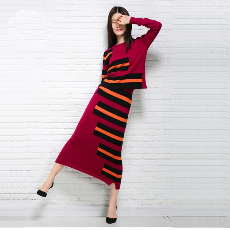 2019 Women Autumn&Spring Cashmere Dress Striped Style O-Neck Long Dress Lady Sexy Casual Knitted Dresses Free Shipping KWA91
2019 Women Autumn&Spring Cashmere Dress Striped Style O-Neck Long Dress Lady Sexy Casual Knitted Dresses Free Shipping KWA91