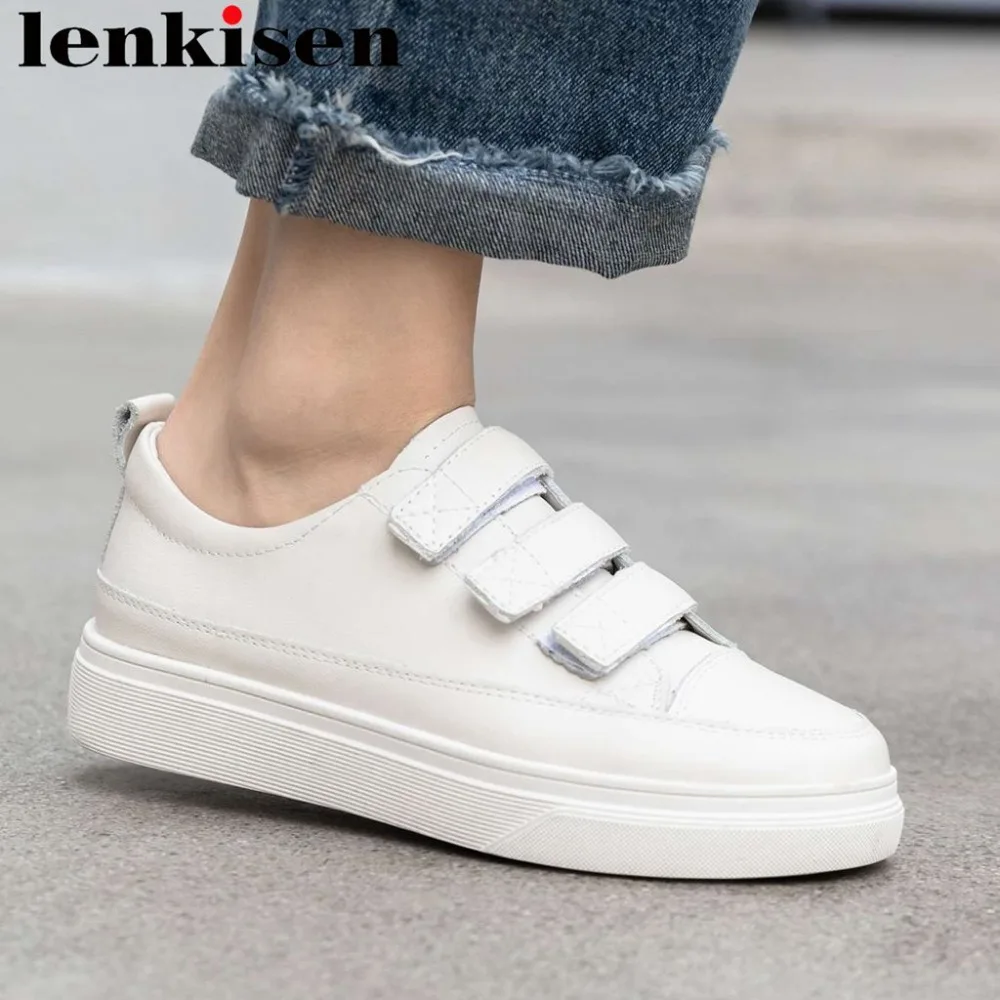 2019 popular woman concise style white sneakers genuine leather new fashion hook&loop round toe low bottom vulcanized shoes L20
2019 popular woman concise style white sneakers genuine leather new fashion hook&loop round toe low bottom vulcanized shoes L20