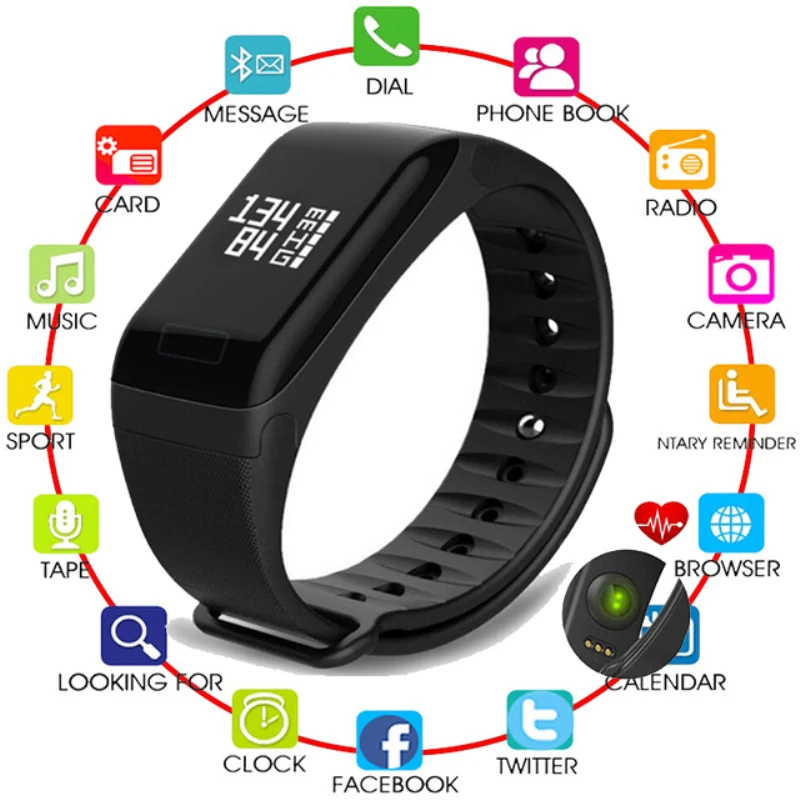 Fitness Tracker Wristband Heart Rate Monitor Smart Bracelet F1 Smartbracelet Blood Pressure With Pedometer Bracelet for iPhone
Fitness Tracker Wristband Heart Rate Monitor Smart Bracelet F1 Smartbracelet Blood Pressure With Pedometer Bracelet for iPhone