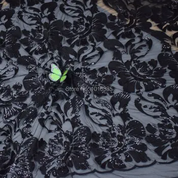 120CM Width Black Big Floral Sequin Mesh Embroidered Lace Fabric Sequins French Lace Fabric
120CM Width Black Big Floral Sequin Mesh Embroidered Lace Fabric Sequins French Lace Fabric