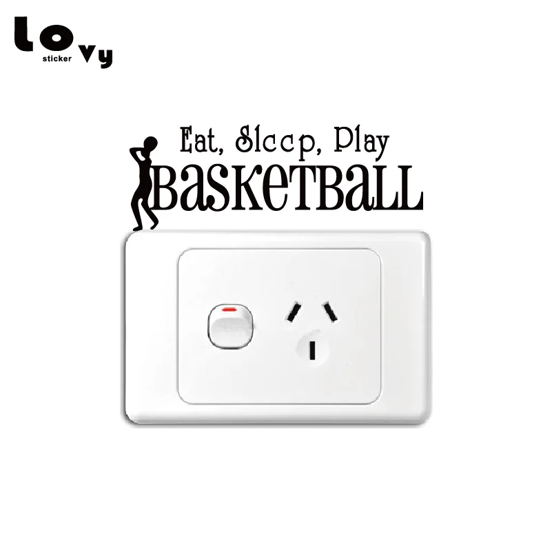 Eat Sleep Play баскетбольные слова виниловые Сменные наклейки креативные на стену для