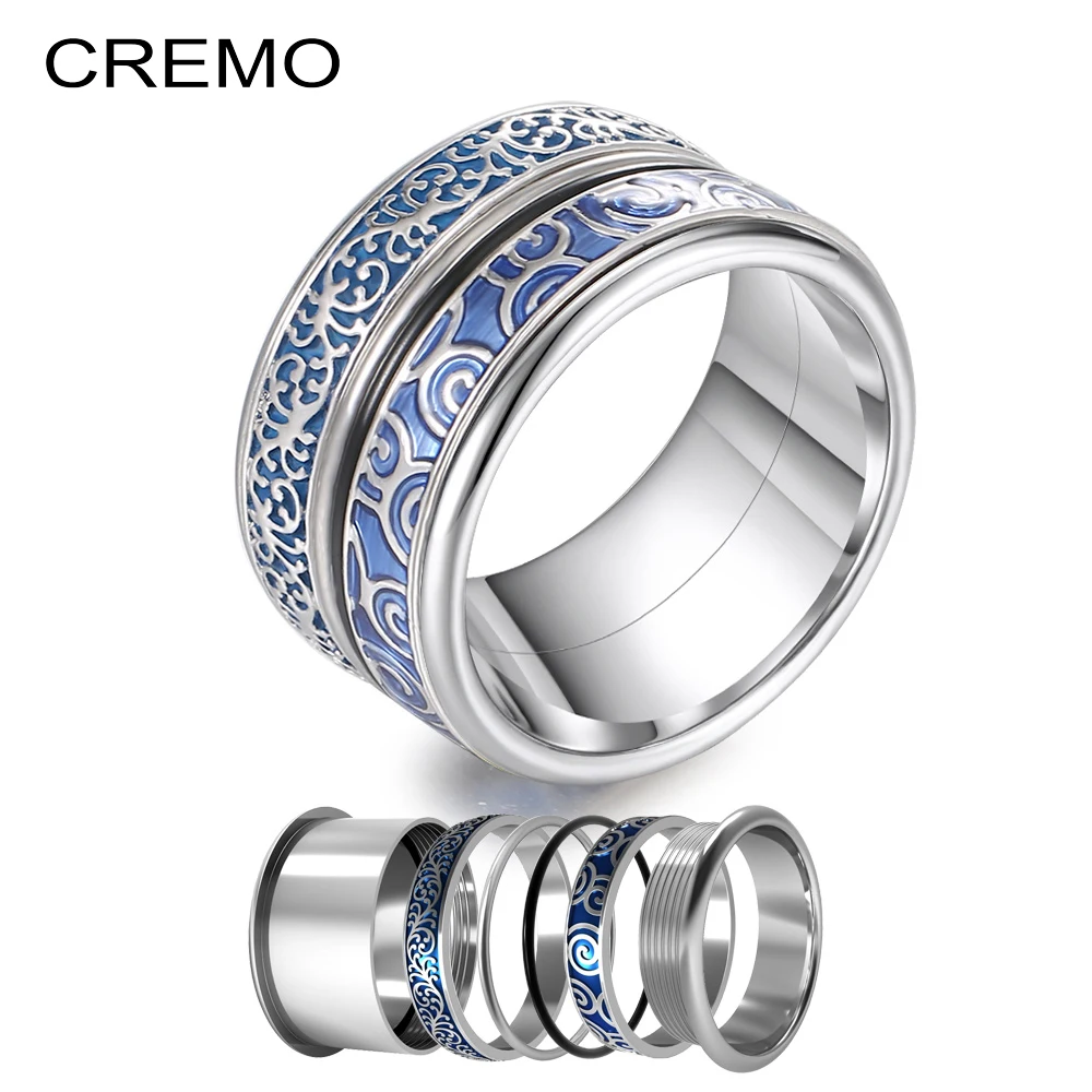 

Cremo Vintage Stainless Steel Rings Accessories Statement Wedding Band Rings Bijoux Interchangeable Layers Turning Ring