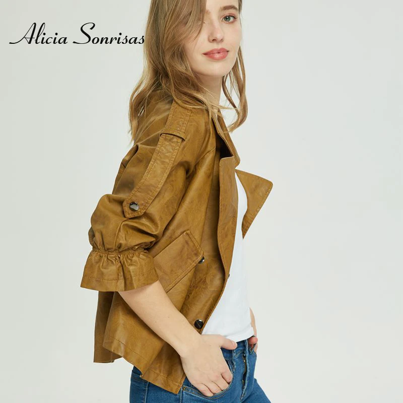 Women Faux Leather Jacket Women Loose Casual Double-breasted Lapel Biker Black Brown Beige Leather Coat AS1899
Women Faux Leather Jacket Women Loose Casual Double-breasted Lapel Biker Black Brown Beige Leather Coat AS1899
