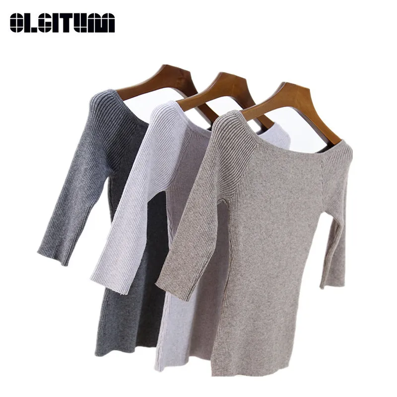 Autumn Slash Neck Women's Sweater Three Quarter Sleeve Bottoming Sweater Winter Slim Tops Pit Sweater for Female SW804
Autumn Slash Neck Women's Sweater Three Quarter Sleeve Bottoming Sweater Winter Slim Tops Pit Sweater for Female SW804