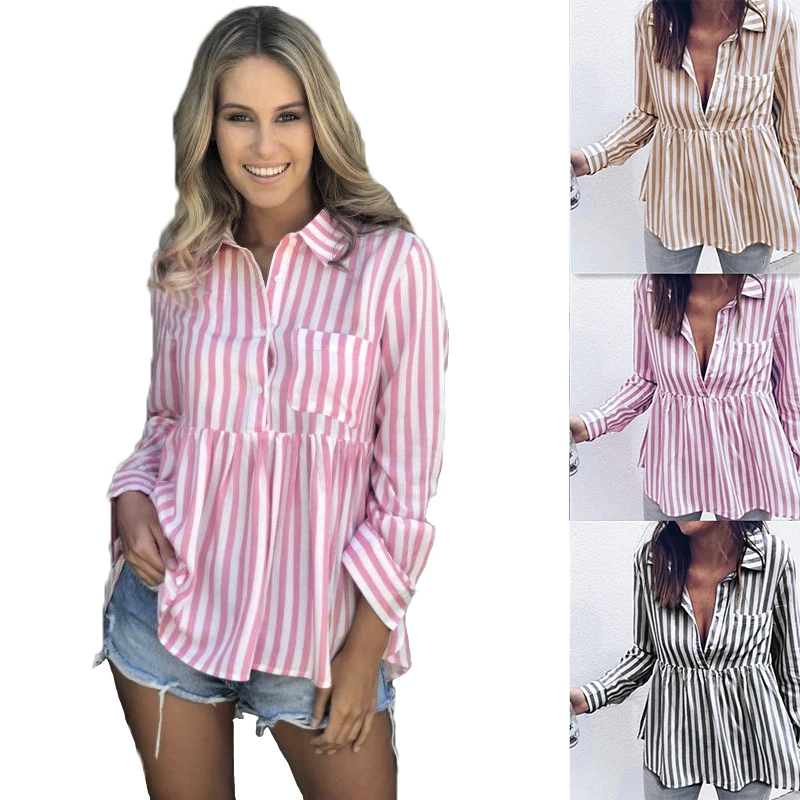 Summer 2018 Sexy Fashion Womens Tops And Blouses Femme Tunic Autumn Shirt Feminina Striped Peplum Long Sleeve Chemise For Female
Summer 2018 Sexy Fashion Womens Tops And Blouses Femme Tunic Autumn Shirt Feminina Striped Peplum Long Sleeve Chemise For Female