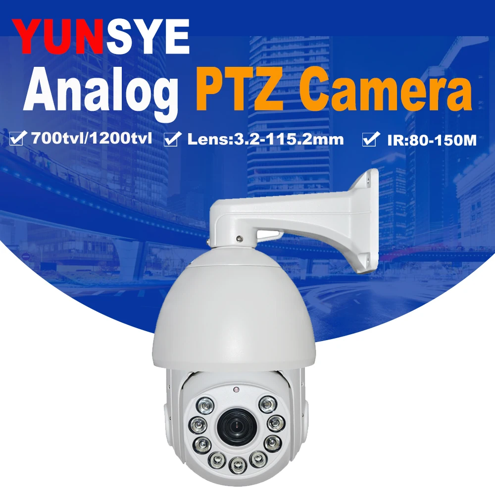 Free shipping 1/3``SONY CCD 700TVL/1200TVL 36X optical zoom IR projection distance 150m IR PTZ high speed dome Analog camera
Free shipping 1/3``SONY CCD 700TVL/1200TVL 36X optical zoom IR projection distance 150m IR PTZ high speed dome Analog camera