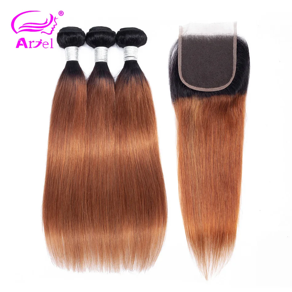 ARIEL Pre-Colored Ombre Brazilian Hair 3 Bundles With Lace Closure 4*4 #1B/30 Straight Hair Weave Remy Hair Human Hair Bundles
ARIEL Pre-Colored Ombre Brazilian Hair 3 Bundles With Lace Closure 4*4 #1B/30 Straight Hair Weave Remy Hair Human Hair Bundles