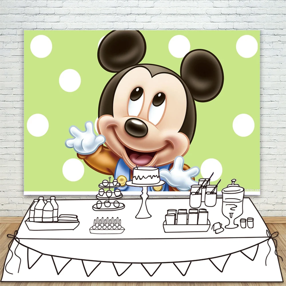 

Photo Background Mickey Mouse Reseda White Polka Dots Photography Backdrop 7x5ft Baby Birthday Banner Newborn Boy Party Prop