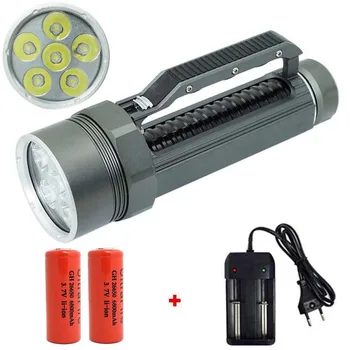 High Brightness XM-L2 15000 Lumens Underwater Torch 6X L2 LED Professional Diving Linternas Waterproof Dive Flashlight By 26650
High Brightness XM-L2 15000 Lumens Underwater Torch 6X L2 LED Professional Diving Linternas Waterproof Dive Flashlight By 26650