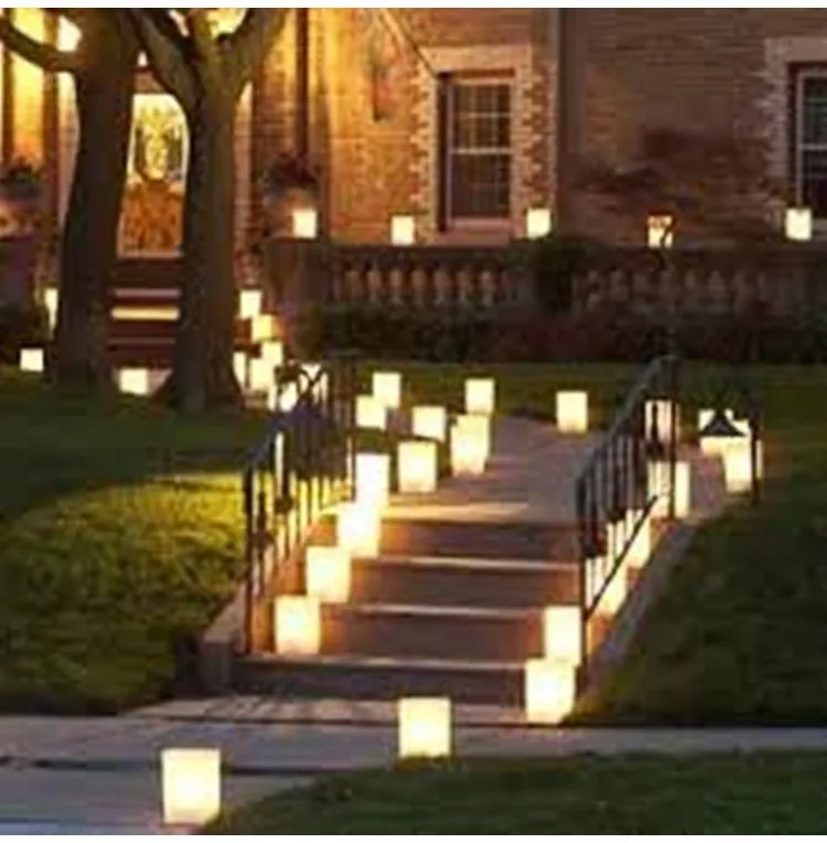 10x Twin heart white tealight candle bag luminary wedding party event decoration