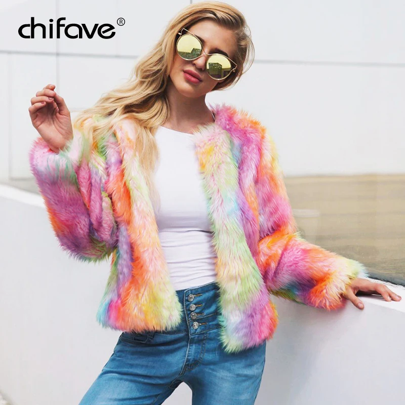 Chifave New Arrival 2018 Winter Women Jacket Coat Fashion Rainbow Colors Warm Female Casual Street Park Ladies Outwear | Женская одежда