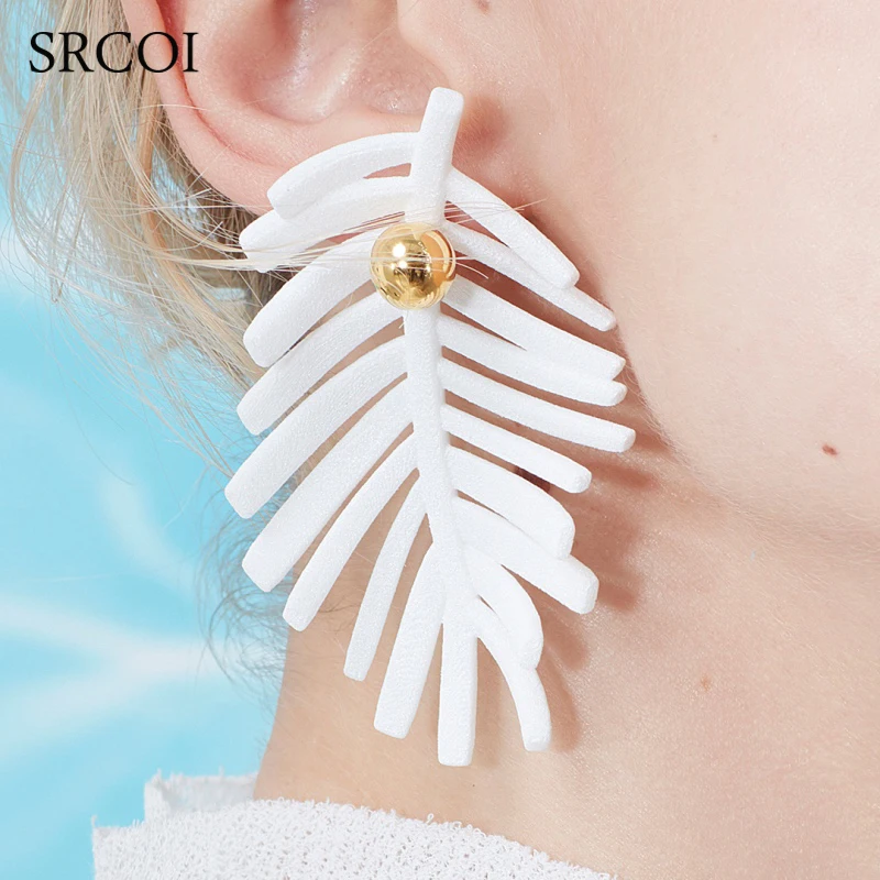 SRCOI White Leaf Earrings Unique Fish Bone Shape With Imitation Pearls Exaggerated Earrings Long Acrylic Feather Women Jewelry
SRCOI White Leaf Earrings Unique Fish Bone Shape With Imitation Pearls Exaggerated Earrings Long Acrylic Feather Women Jewelry
