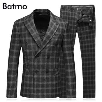 Batmo 2017 new arrival Double Breasted plaid gray men's suis,wedding dress suit men,men's Business suits,plus-size M-5XL,6124
Batmo 2017 new arrival Double Breasted plaid gray men's suis,wedding dress suit men,men's Business suits,plus-size M-5XL,6124