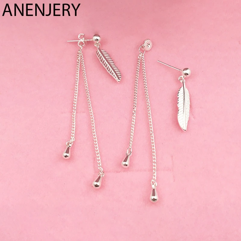 ANENJERY 925 Sterling Silver Earrings Feather Leaves Long Chain Tassel Earrings For Women Girl Gift S-E867
ANENJERY 925 Sterling Silver Earrings Feather Leaves Long Chain Tassel Earrings For Women Girl Gift S-E867