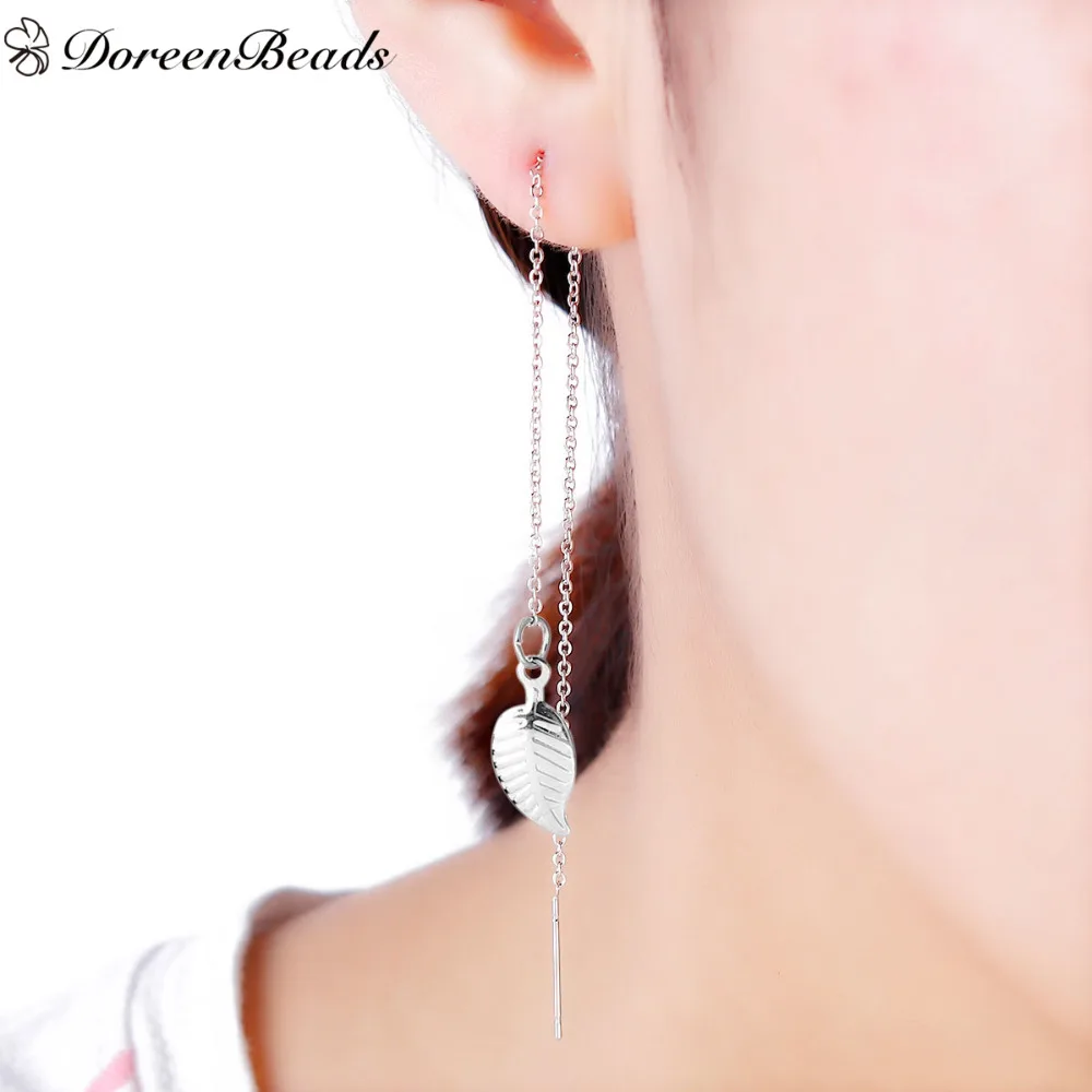 304 Stainless Steel Women's Fashion Ear Thread Threader Earring dull silver color Cross Leaf Star Moon 14cm long, 1Pair
304 Stainless Steel Women's Fashion Ear Thread Threader Earring dull silver color Cross Leaf Star Moon 14cm long, 1Pair