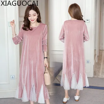 High-quality Long Pregnancy Dresses Long Sleeve Gold velvet Ankle-Length Lace Stitchng Skirt Mother Pregnant women Dress B46 10
High-quality Long Pregnancy Dresses Long Sleeve Gold velvet Ankle-Length Lace Stitchng Skirt Mother Pregnant women Dress B46 10