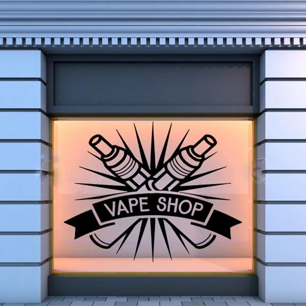 Vape магазин логотип стены переводная Наклейка для окна паров Стекло наклейки на
