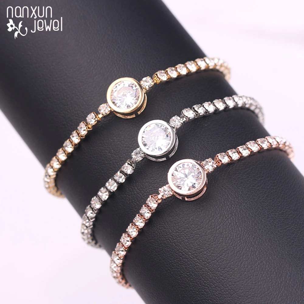 Fashion New Round Cubic Zirconia Tennis Bracelet For Women Gifts Charm Bracelets & Bangles Femme Wedding Jewelry Vrouwen Bijoux
Fashion New Round Cubic Zirconia Tennis Bracelet For Women Gifts Charm Bracelets & Bangles Femme Wedding Jewelry Vrouwen Bijoux