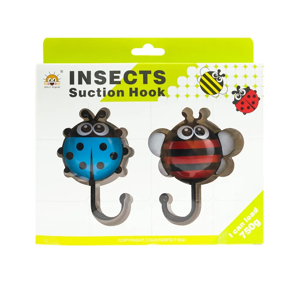 FHEAL 2pcs Cute Ladybug Bee Bathroom Wall Hooks Kitchen vacuum Sucker Holder Hook multi-purpose Wall Decor Hooks (11)