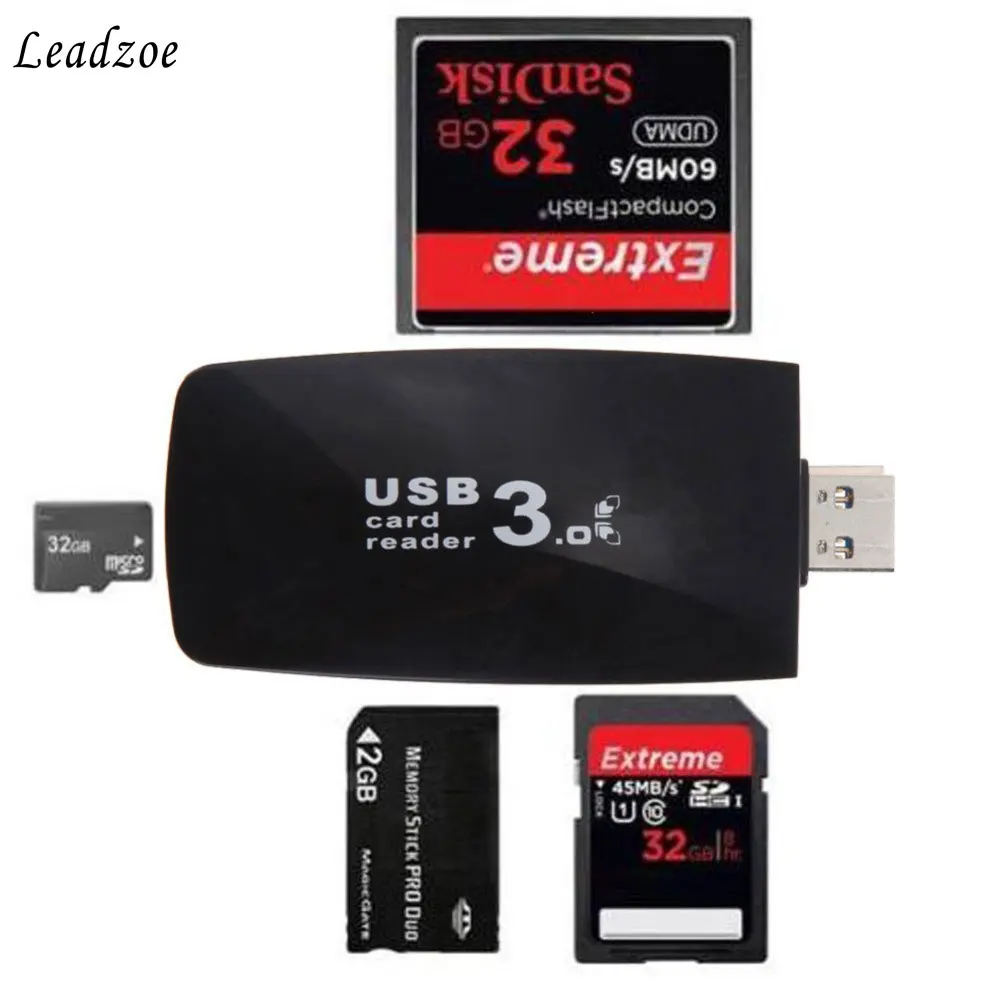 USB 3.0 Card Reader Leadzoe Super Speed Flash Memory Portable SD/Micro SD/TF/CF Memory Smart Card Reader Adapter for PC Laptop
USB 3.0 Card Reader Leadzoe Super Speed Flash Memory Portable SD/Micro SD/TF/CF Memory Smart Card Reader Adapter for PC Laptop