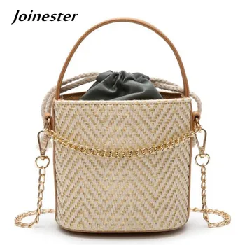 Summer Holiday Straw Bucket Bag for Women Leisure Chain Shoulder Bag Fashion Drawstring Beach Tote Small Knitted Basket Bag
Summer Holiday Straw Bucket Bag for Women Leisure Chain Shoulder Bag Fashion Drawstring Beach Tote Small Knitted Basket Bag
