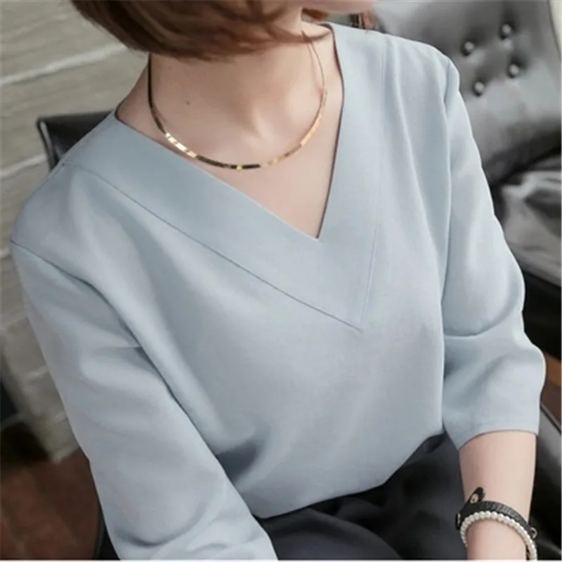 New 2016 Summer Tops V-neck Chiffon Blouse Office Ladies Top Women Work Shirts Clothing Korean Cheap Clothes China White ZY2477
New 2016 Summer Tops V-neck Chiffon Blouse Office Ladies Top Women Work Shirts Clothing Korean Cheap Clothes China White ZY2477