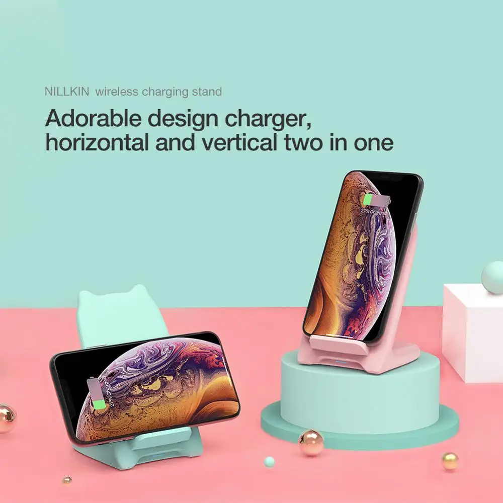 NILLKIN Cute Stand Wireless charging for Samsung S10 note 9 iphone XS Max QI standard holder stand Fast Wireless Charger pad
NILLKIN Cute Stand Wireless charging for Samsung S10 note 9 iphone XS Max QI standard holder stand Fast Wireless Charger pad
