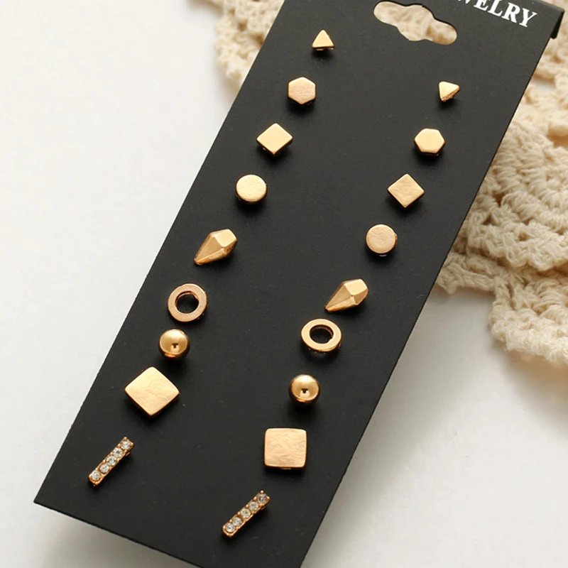 9 Pairs Geometric Crystal Earrings Set Piercing Gold Color Fashion Earring For Women Jewelry Small Ear Studs Wedding Accessories
9 Pairs Geometric Crystal Earrings Set Piercing Gold Color Fashion Earring For Women Jewelry Small Ear Studs Wedding Accessories