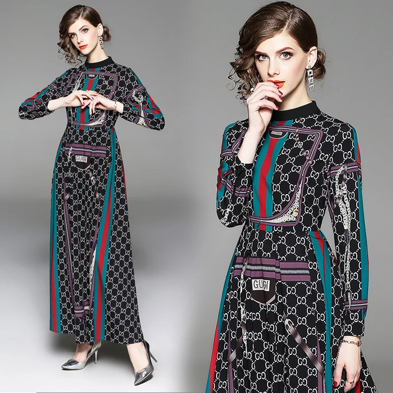 2019 Spring Summer Runway Vintage Letters Print Lace Stand Mock Collar Empire Waist Long Sleeve Women Party Casual Maxi Dresses
2019 Spring Summer Runway Vintage Letters Print Lace Stand Mock Collar Empire Waist Long Sleeve Women Party Casual Maxi Dresses