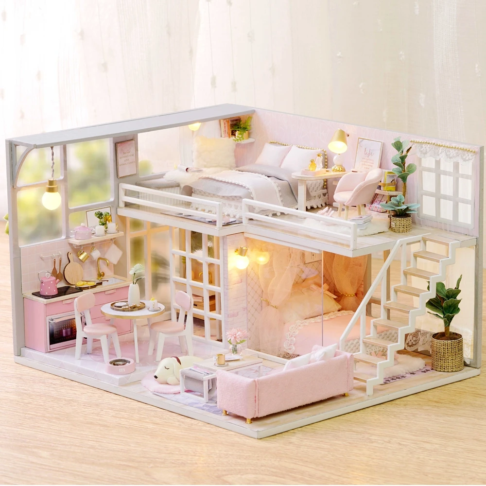 

New Doll House Furniture Miniatura Diy Doll Houses Miniature Dollhouse Handmade Wooden Toys For Children Grownups Birthday Gift