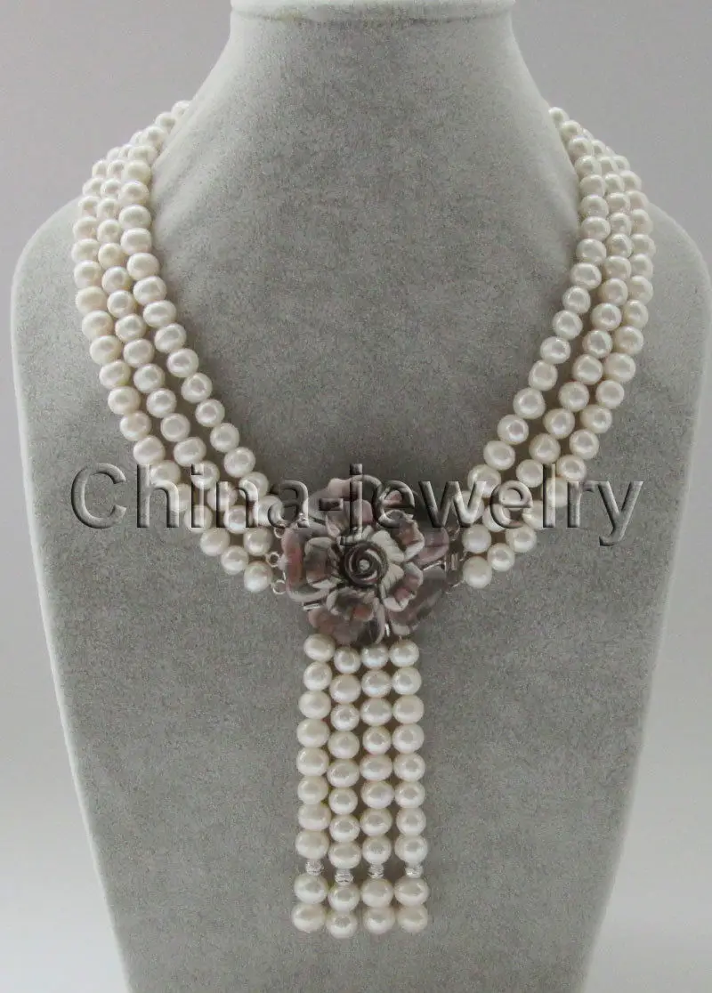5TRD57 shipping 17-19" 3row 8-9mm white round freshwater pearl necklace + pendant -
5TRD57 shipping 17-19" 3row 8-9mm white round freshwater pearl necklace + pendant -