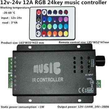 2017 best price DC12-24V 24 Keys music controller IR remote RGB controller Sound Sensitive for 5050 3528 led strip light lamp
2017 best price DC12-24V 24 Keys music controller IR remote RGB controller Sound Sensitive for 5050 3528 led strip light lamp