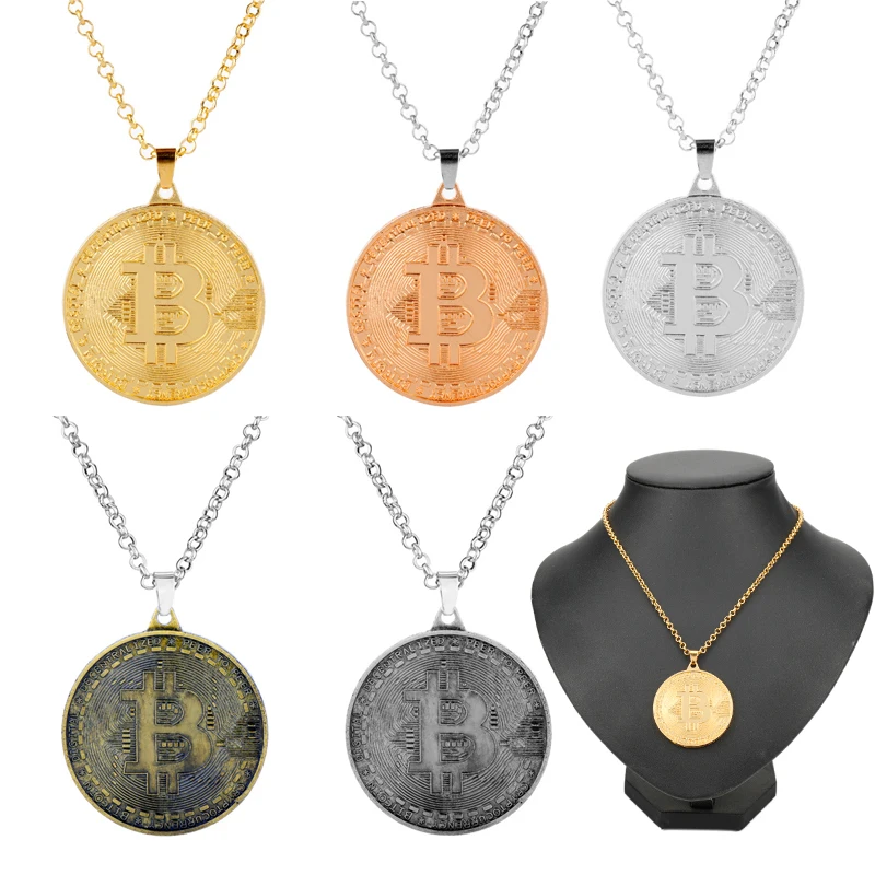 Creative Bitcoin Gold Medal Key Chain Necklace Men Women Fashion Jewelry Gold Silver Metal Pendant Necklaces Drop Shipping
Creative Bitcoin Gold Medal Key Chain Necklace Men Women Fashion Jewelry Gold Silver Metal Pendant Necklaces Drop Shipping