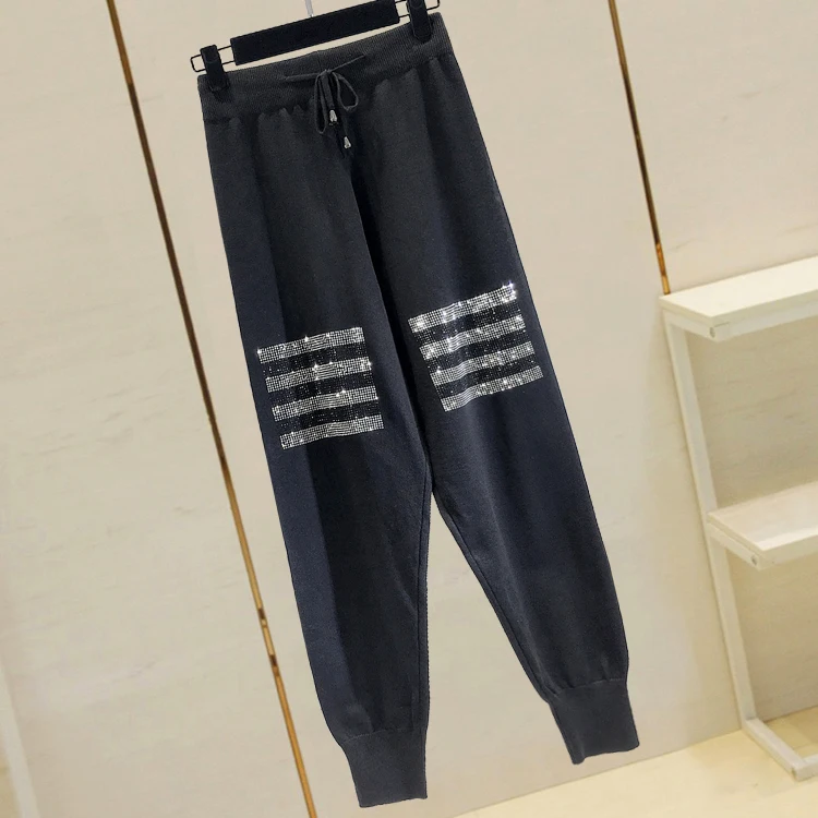 Long Knitting Trousers for Women New Spring Summer Loose Harlan Sport Pants All-match Hot Drilling Ankle-length Female Pants
Long Knitting Trousers for Women New Spring Summer Loose Harlan Sport Pants All-match Hot Drilling Ankle-length Female Pants