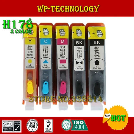 5PK полный набор картриджей для HP 178 костюм для HP photosmart C6380 C6300 C5300 C5383 C5380 C6383 с дугой
5PK полный набор картриджей для HP 178 костюм для HP photosmart C6380 C6300 C5300 C5383 C5380 C6383 с дугой