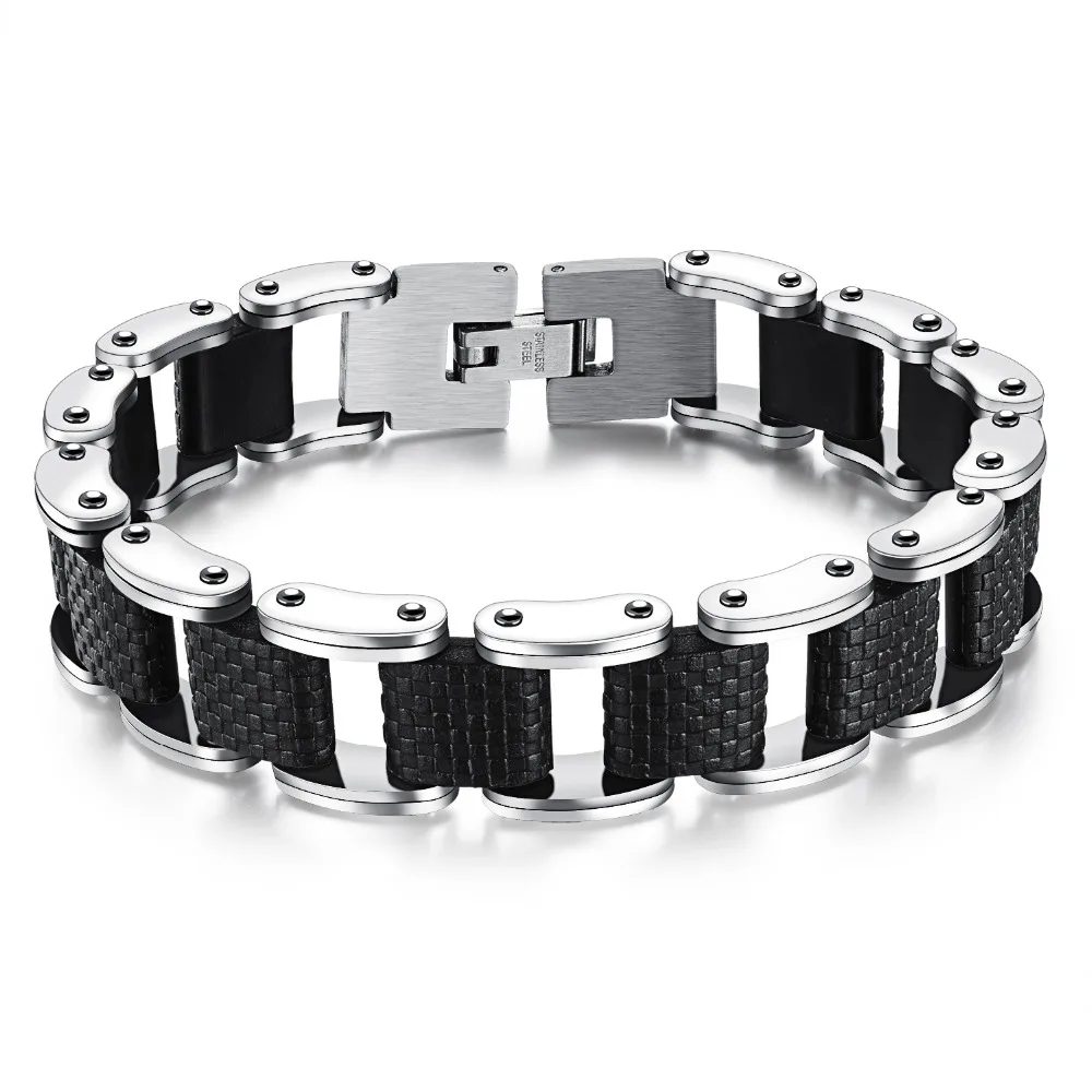 New Fashion Men's Male Stainless Steel Silicone Stripe Chain Link Bracelets Black Bangle Jewelry Gift 8 @17 TT@88
New Fashion Men's Male Stainless Steel Silicone Stripe Chain Link Bracelets Black Bangle Jewelry Gift 8 @17 TT@88